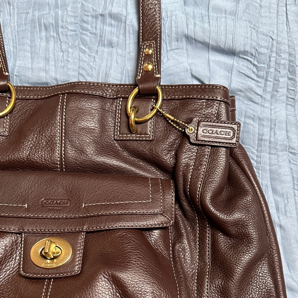 Coach Dark Brown Leather Shoulder Bag - Picture 8 of 8